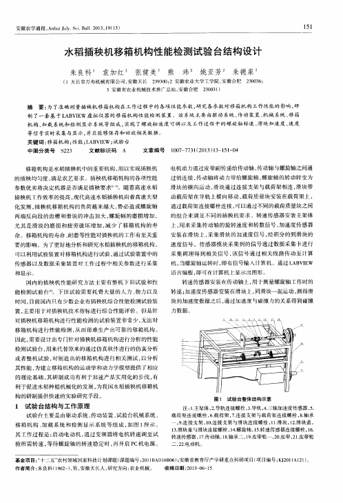 水稻插秧机移箱机构性能检测试验台结构设计