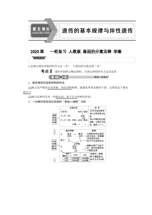 2020届   一轮复习 人教版 基因的分离定律 学案.doc