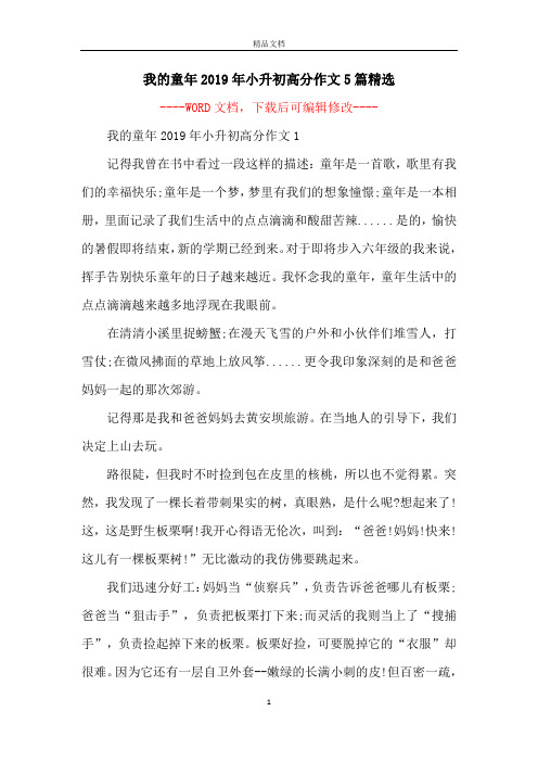 我的童年2019年小升初高分作文5篇精选