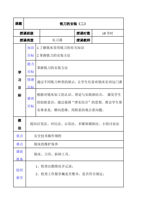 铣工工艺与技能训练绪论-铣刀的安装(一)