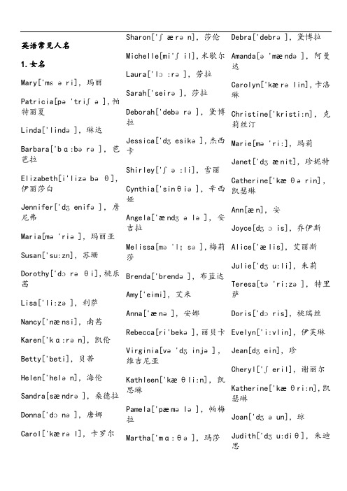 常见英文人名(新版)
