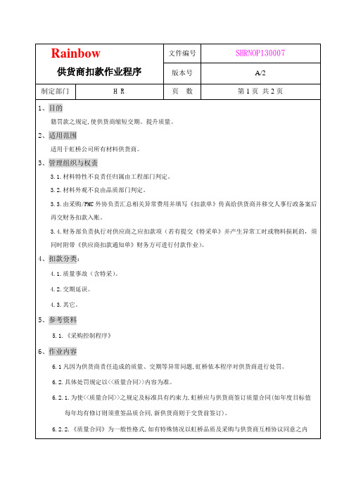 供应商处罚作业程序