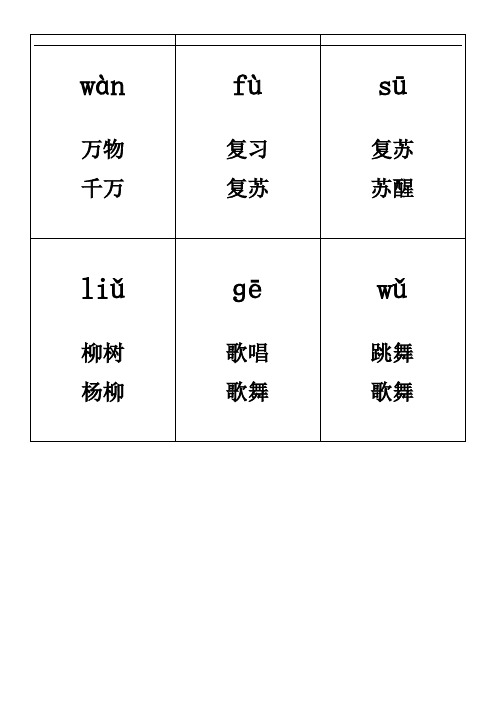 一年级下册生字卡片带拼音组词可打印(正反面打印)
