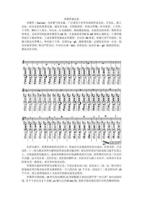 单簧管指法表