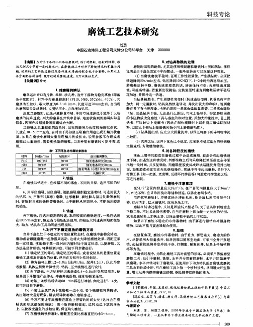 磨铣工艺技术研究