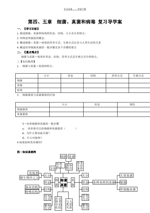 细菌和真菌病毒复习导学案