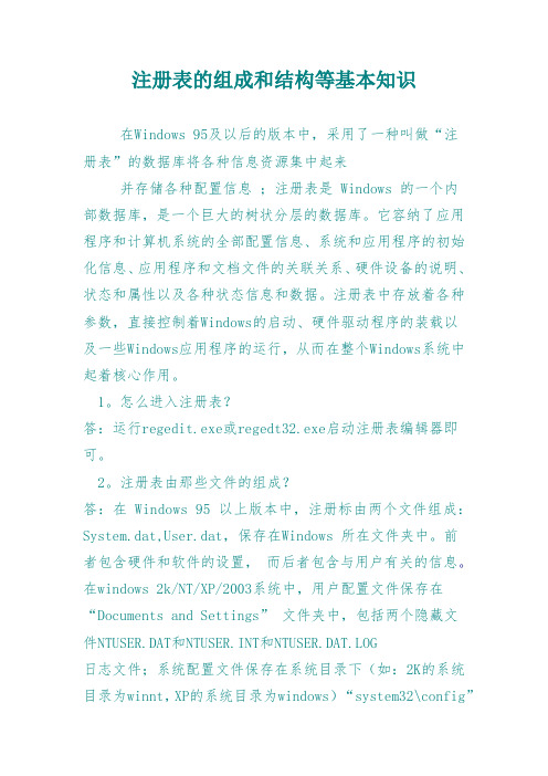 注册表的组成和结构等基本知识