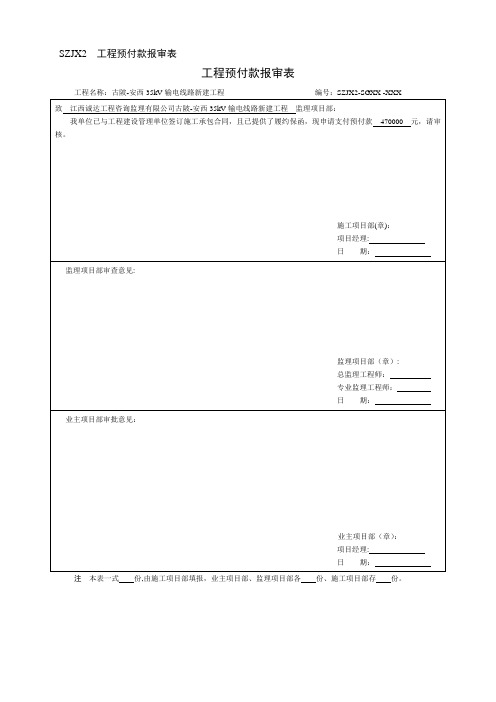 工程预付款报审表【范本模板】