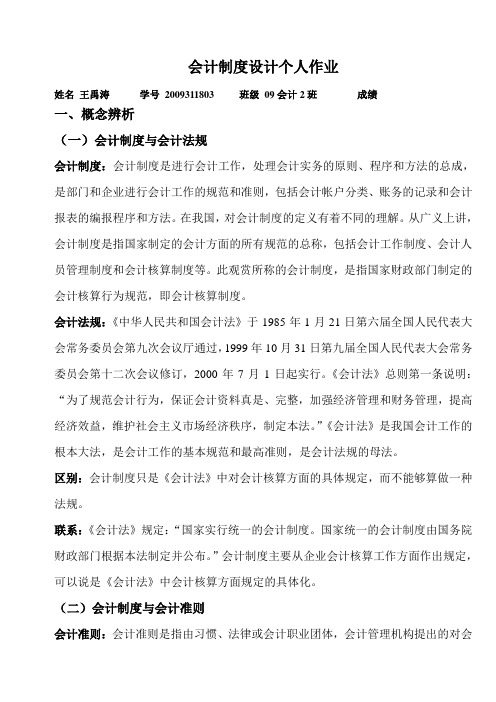 会计制度设计个人作业