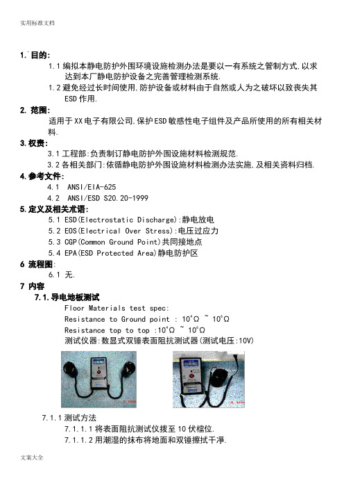 ESD静电产品检测要求规范