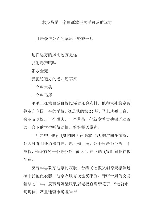 木头马尾一个民谣歌手触手可及的远方