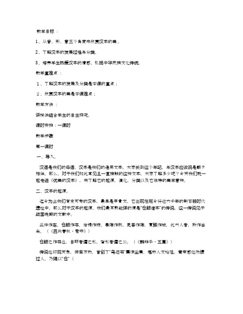《优美的汉字》教案 (语文版高一必修一)