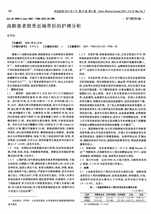 高龄患者股骨近端骨折的护理分析