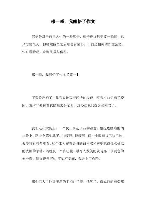 那一瞬,我醒悟了作文.doc