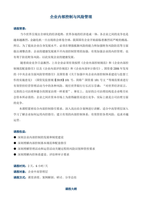 《企业内部控制与风险管理》