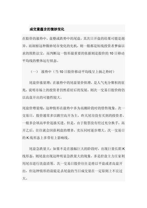 成交量蕴含的微妙变化