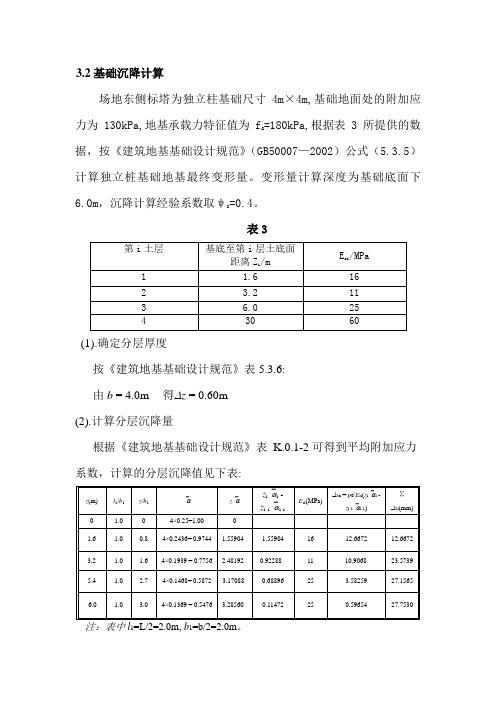 基础沉降计算沉降