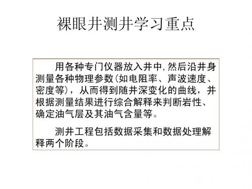 裸眼井测井学习重点