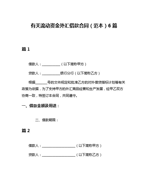 有关流动资金外汇借款合同(范本)6篇