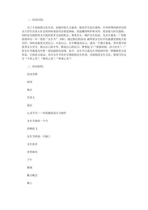 2020女生节策划书范文