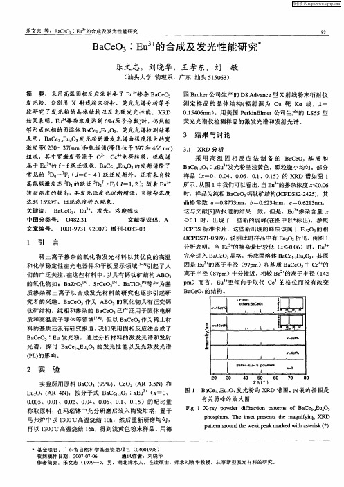 BaCeO3：Eu 3+的合成及发光性能研究