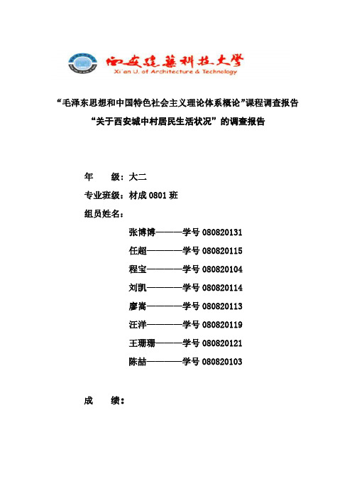 关于西安城中村居民生活状况的调查报告