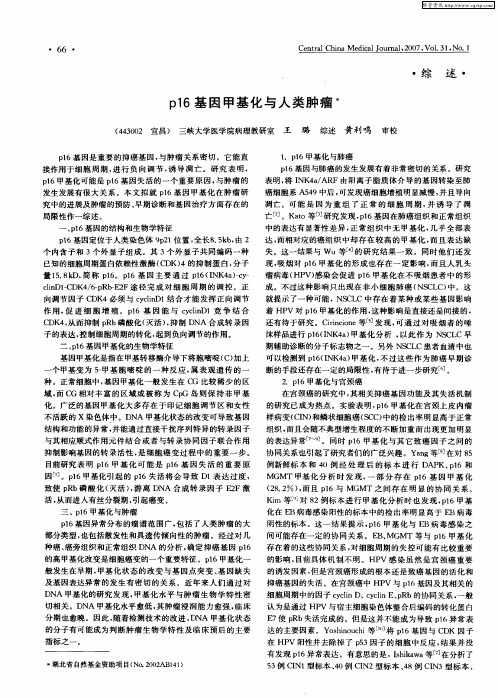 p16基因甲基化与人类肿瘤
