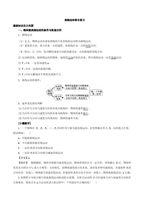 第05章+曲线运动章末复习-高中物理必修1、2《章末复习》+Word版含解析