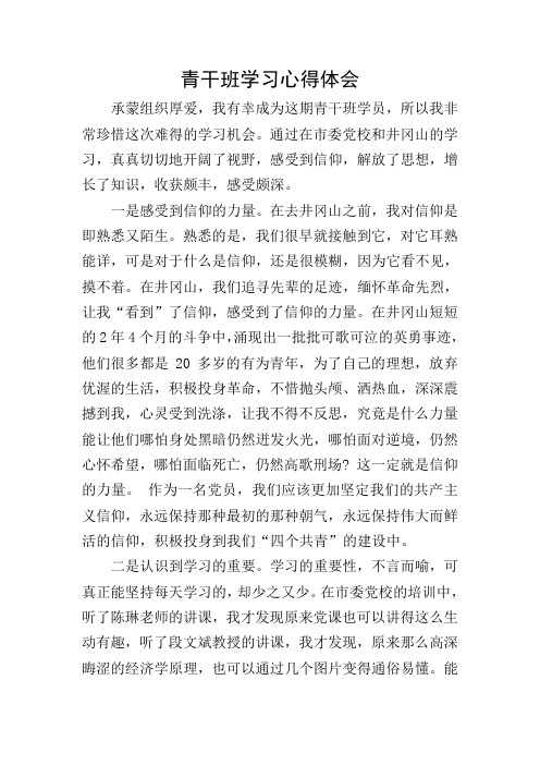 青干班学习心得体会