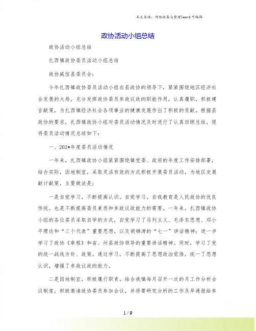 政协活动小组总结