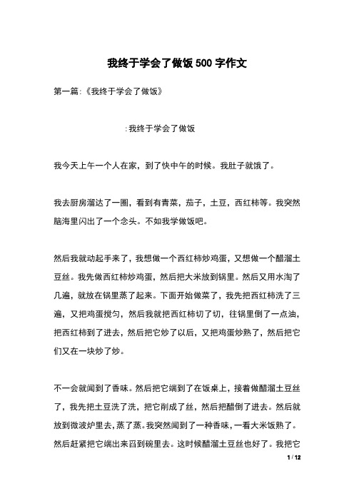 我终于学会了做饭500字作文