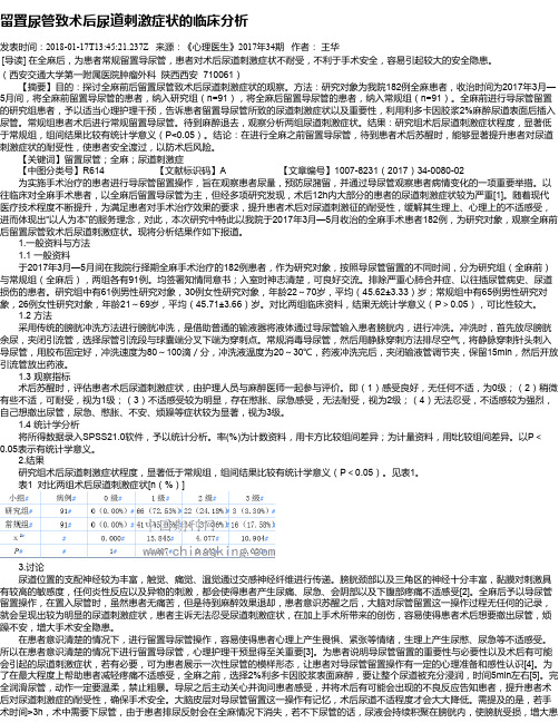 留置尿管致术后尿道刺激症状的临床分析
