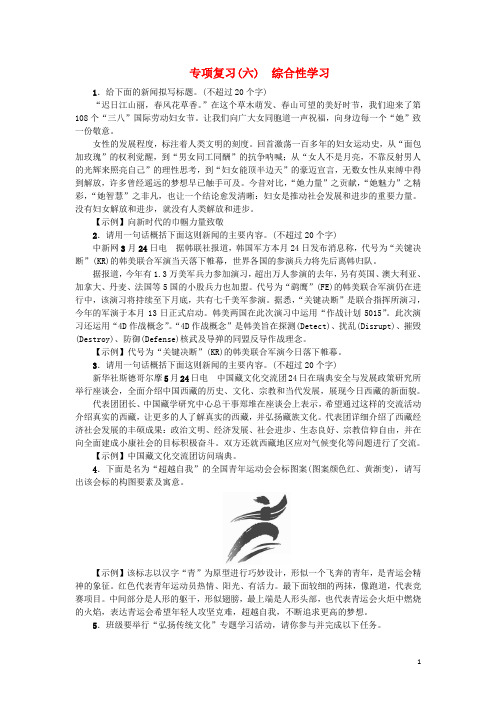八年级语文上册专项复习六综合性学习新人教版