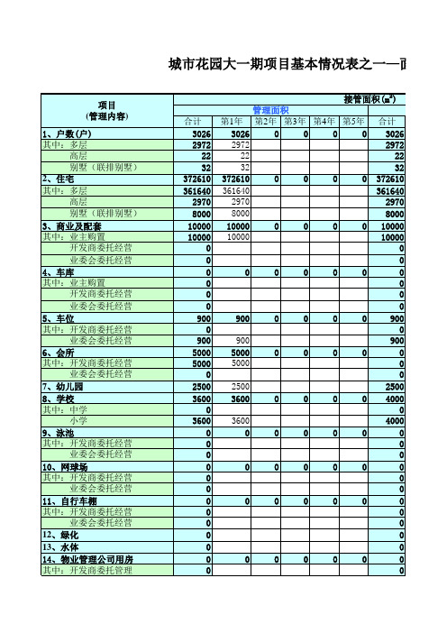 物业管理项目运营预算表