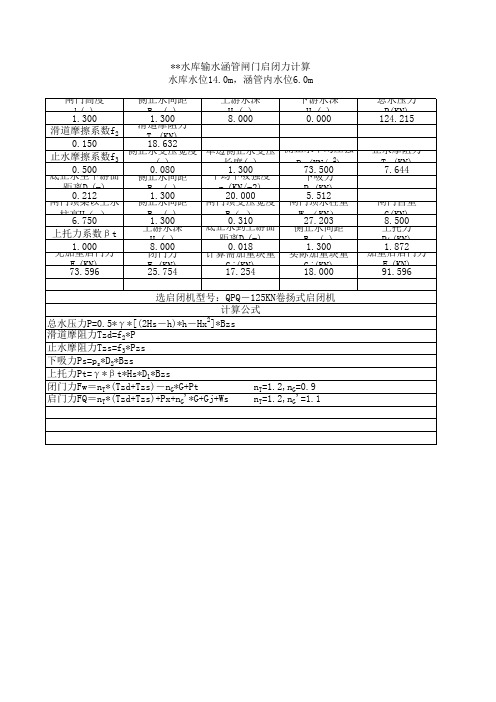 钢闸门结构计算书