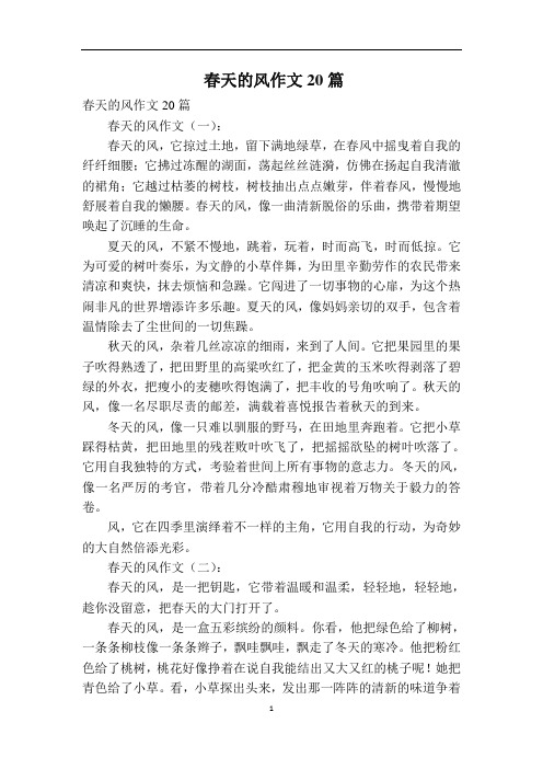 春天的风作文20篇