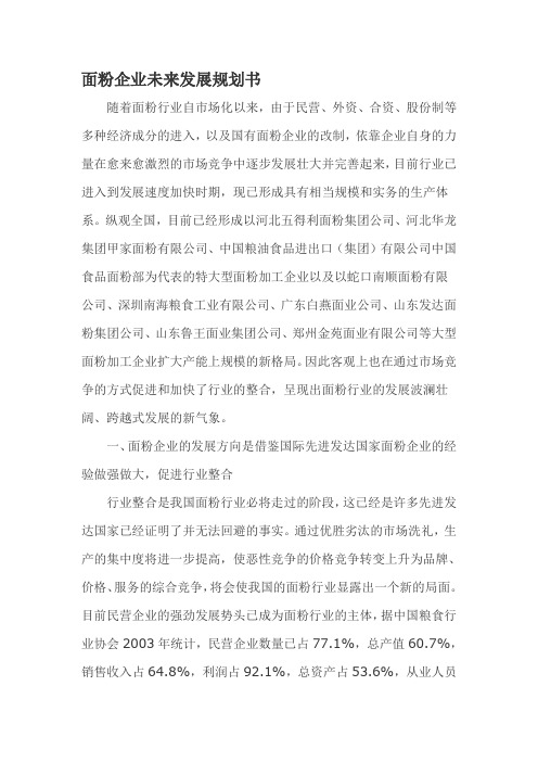 面粉企业未来发展规划书