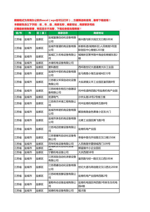 2020新版江苏省盐城市盐都区机电设备有限公司工商企业公司商家名录名单黄页联系电话号码地址大全33家