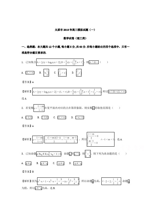 山西省太原市高三3月模拟考试(一)数学理试题Word版含解析