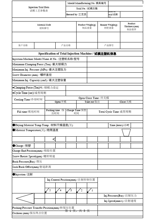全网最详细-模具试模工艺参数登记表