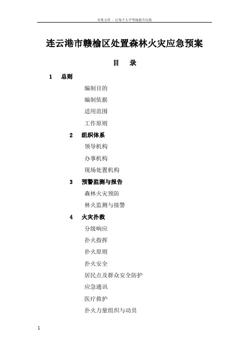 连云港市赣榆区处置森林火灾应急预案