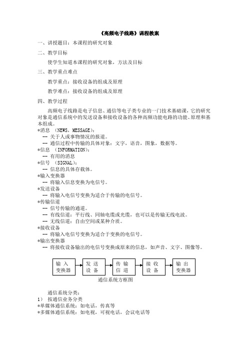 (完整版)高频电子线路教案(完整)