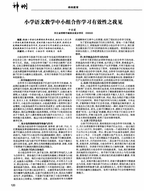 小学语文教学中小组合作学习有效性之我见