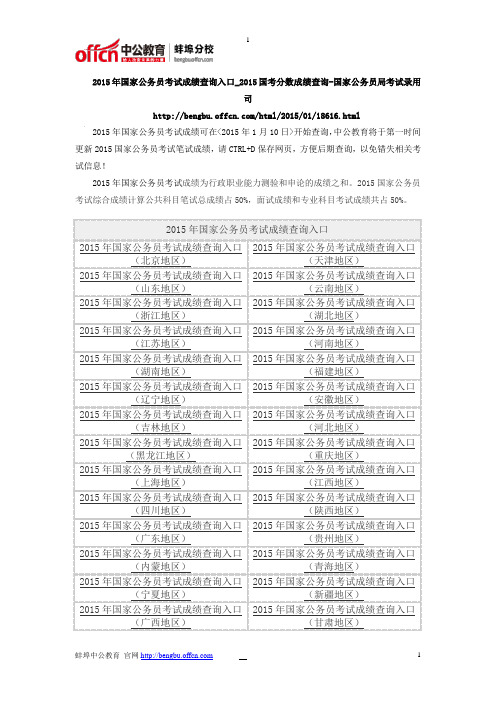 2015年国家公务员考试成绩查询入口(山西地区)