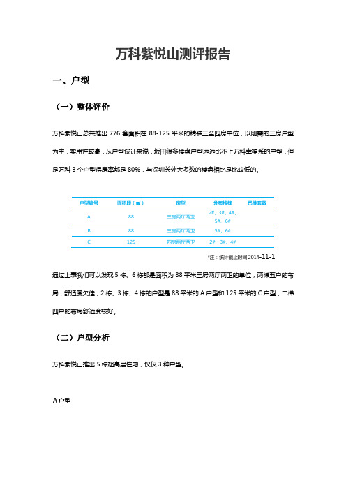 万科紫悦山测评报告