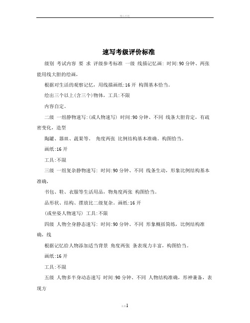速写考级评价标准