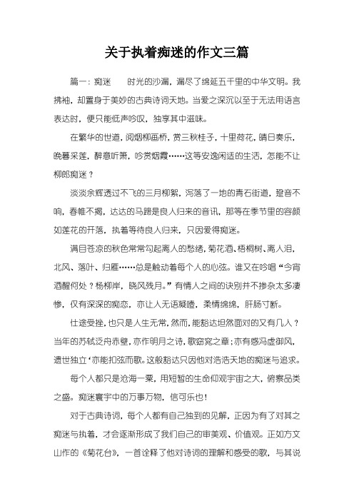 关于执着痴迷的作文三篇