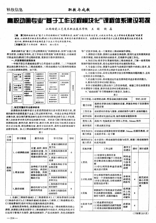 高职动画专业“基于工作过程模块化”课程体系建设初探