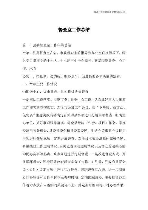 督查室工作总结