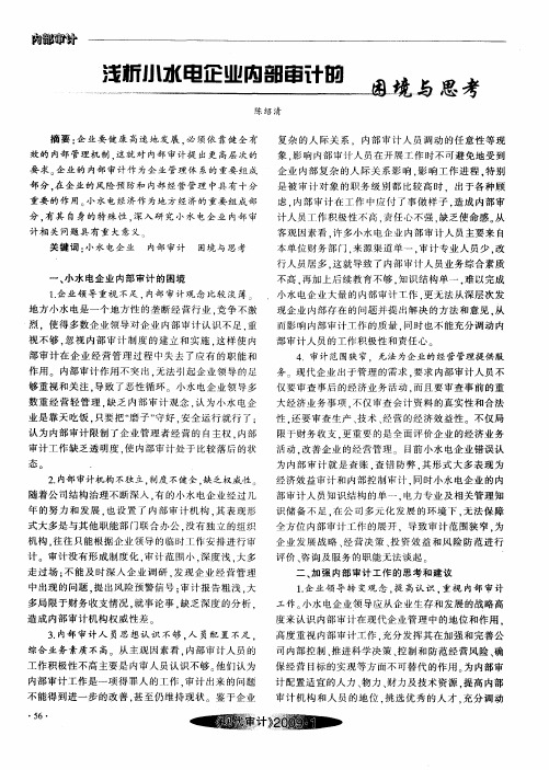 浅析小水电企业内部审计的困境与思考